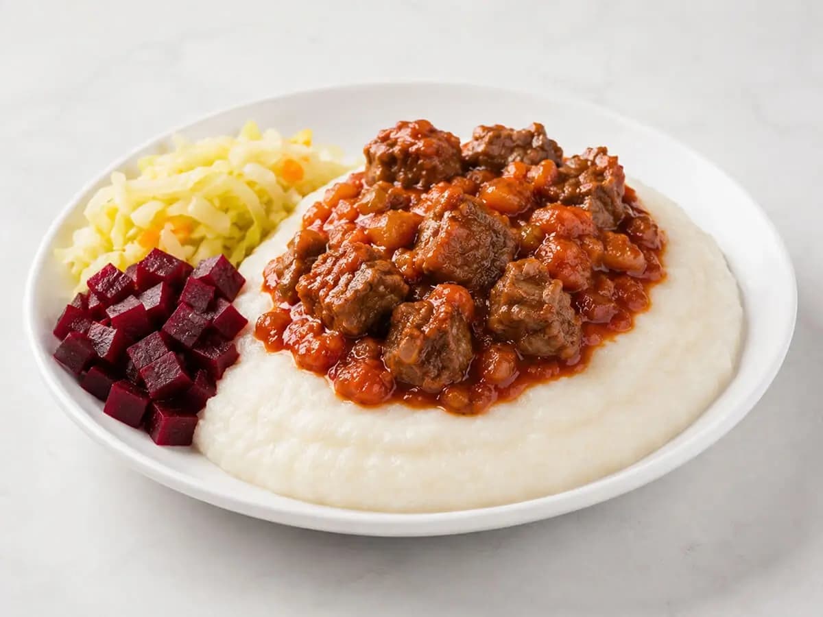 Pap Stew with Cabbage & Beetroot