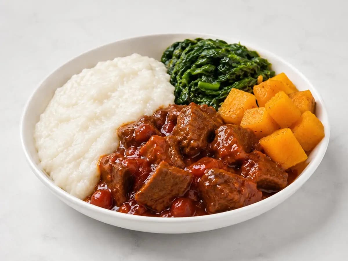 Pap Stew with Spinach & Hubbard Squash